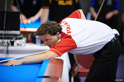 Der Pole Radoslaw Babica an der EM 2011 in Brandenburg im Pool Billard